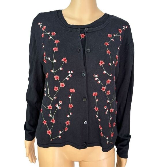 Silk Club Collection vintage 2 piece set cardigan embroidered silk blend size PL - Picture 1 of 6